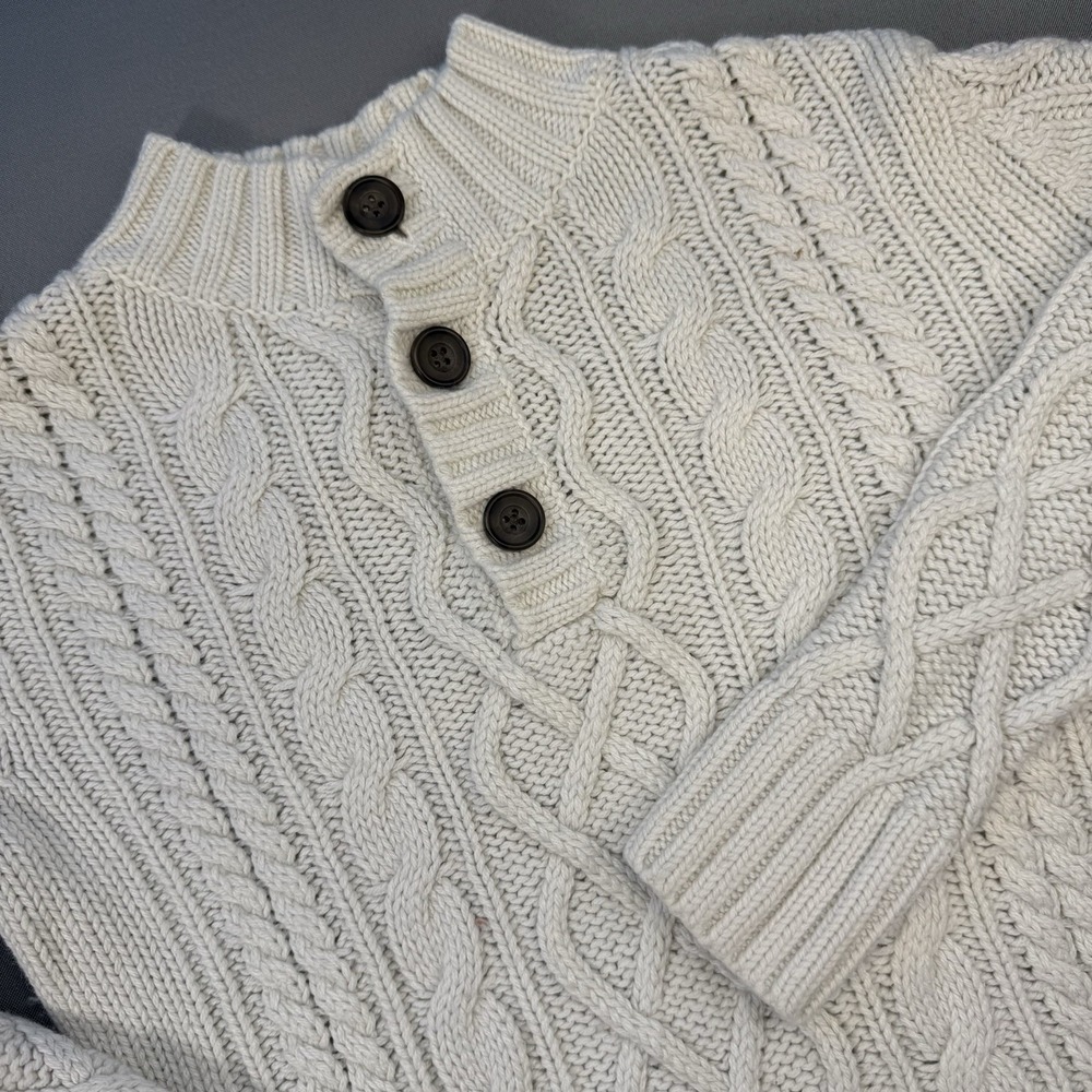 Gap Kids Boy Or Girl's Ivory‎ Cable Knit Cotton Cardigan Sweater, Sz. S 6-7 Yrs.